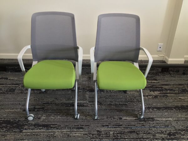 AMQ Nesting Chairs - Silver Frame Green Seats